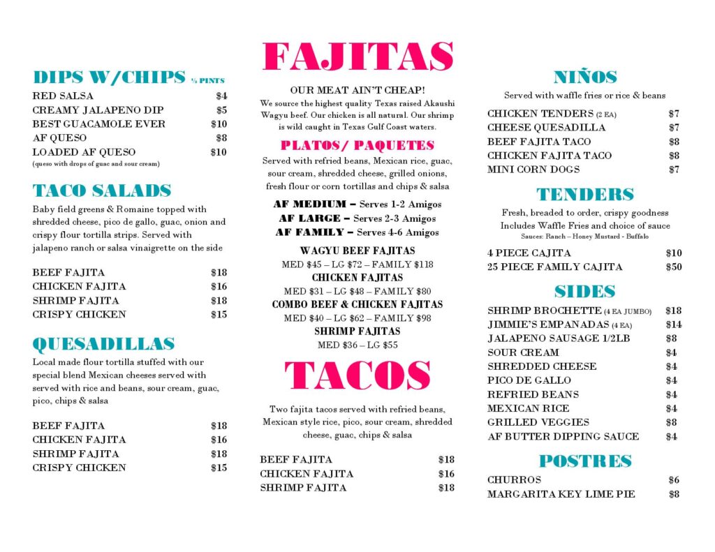 Our Menu – Adios Fajitas